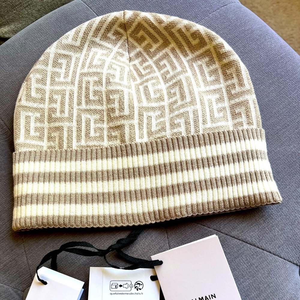 BALMAIN Monogram Wool Beanie